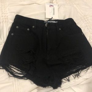 Rockn Rev ripped black jean shorts